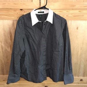 Lauren Ralph Lauren striped button front shirt blouse size 1X